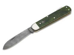 Hunters Knife Mono Damascus Curly Birch Green