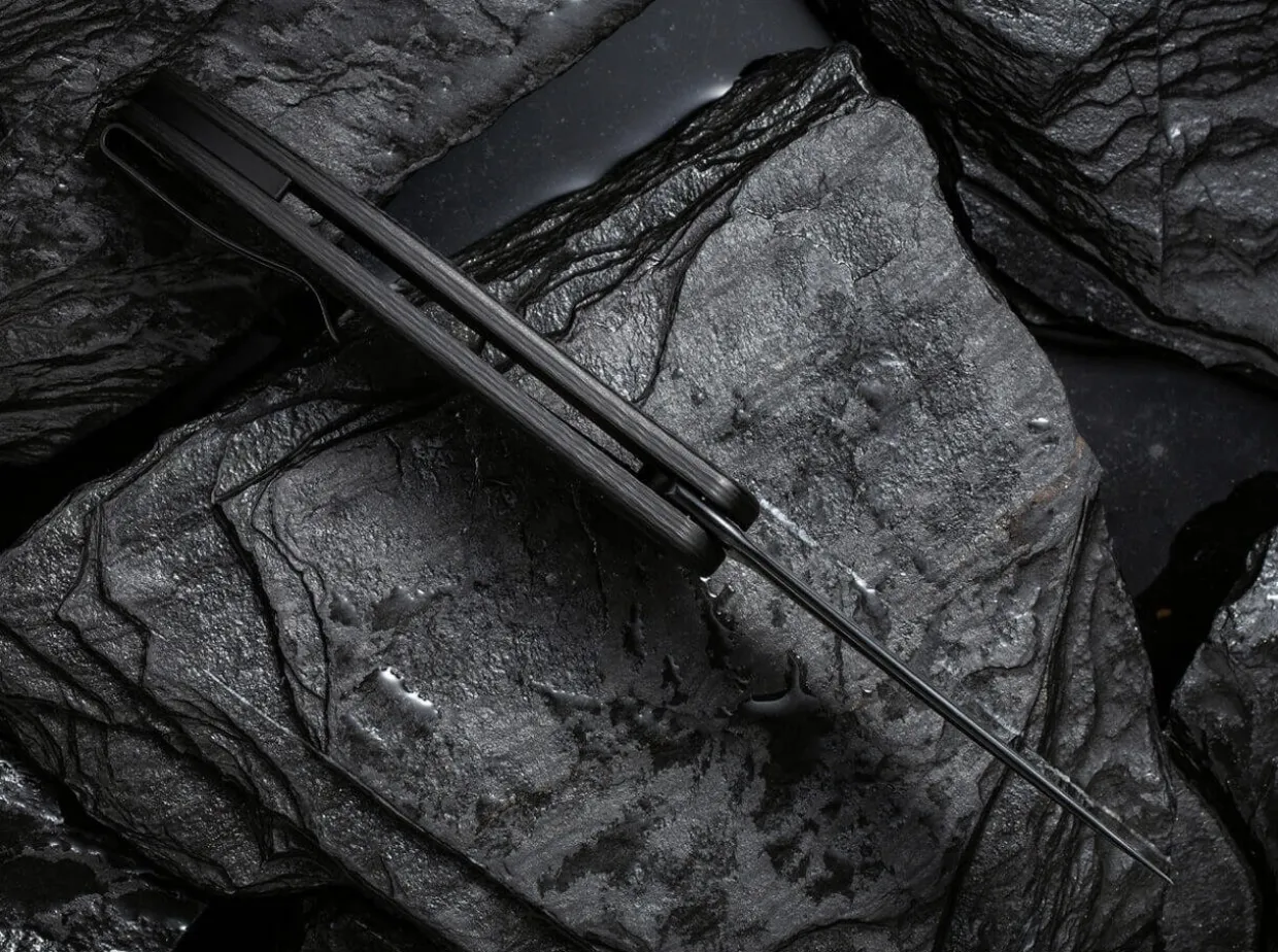 Synergy 3 Damascus G10 Cf Black Trailing Point